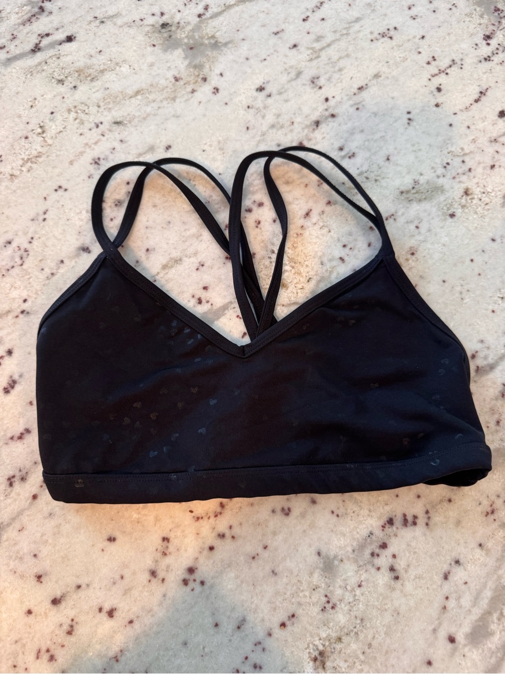 Beyond Yoga Black Hearts Double-Strap V-Neck Sports Bralette